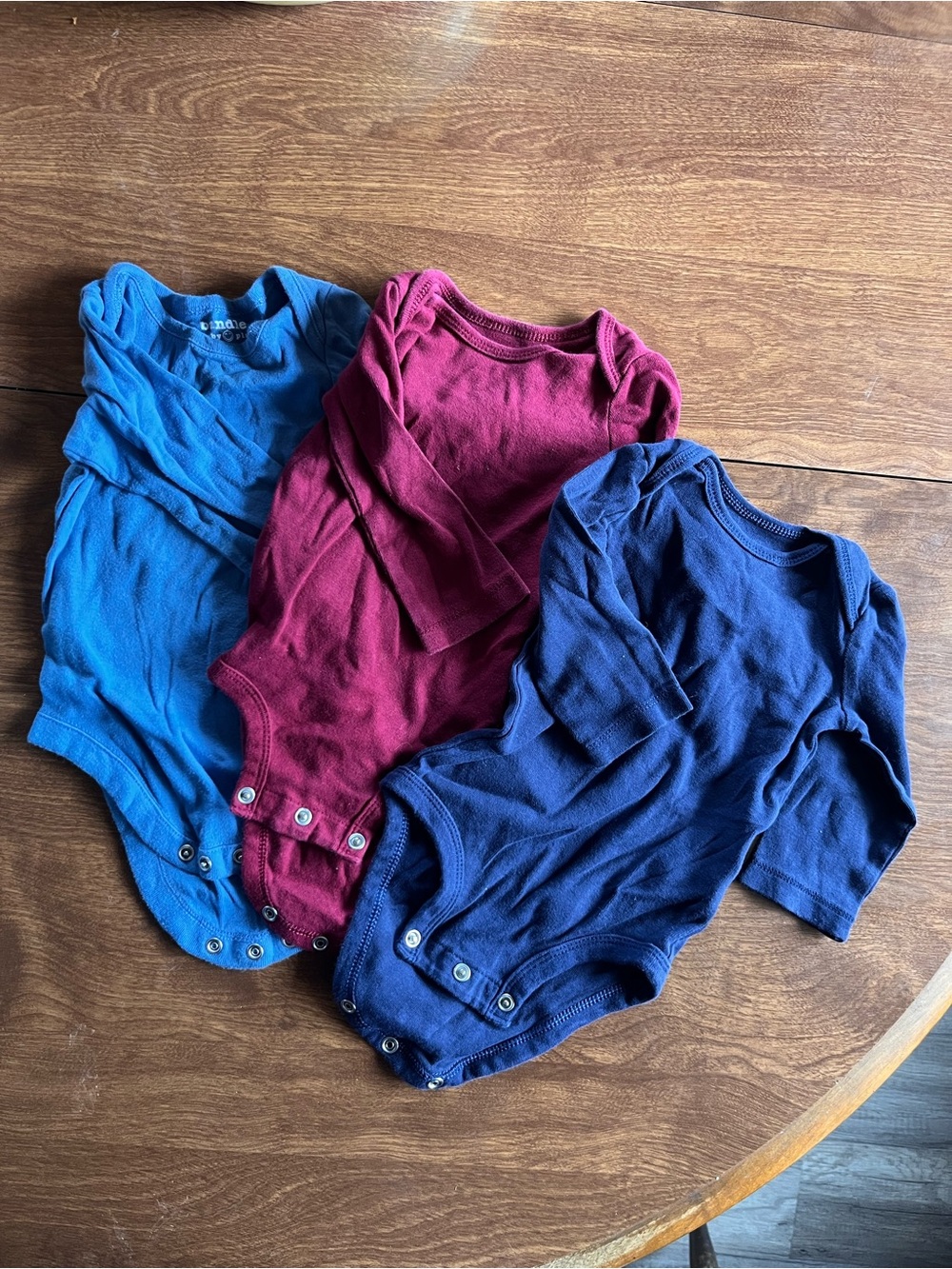 Carter's 3-Pack Long-Sleeve Baby Bodysuits in Teal, Burgundy, Navy